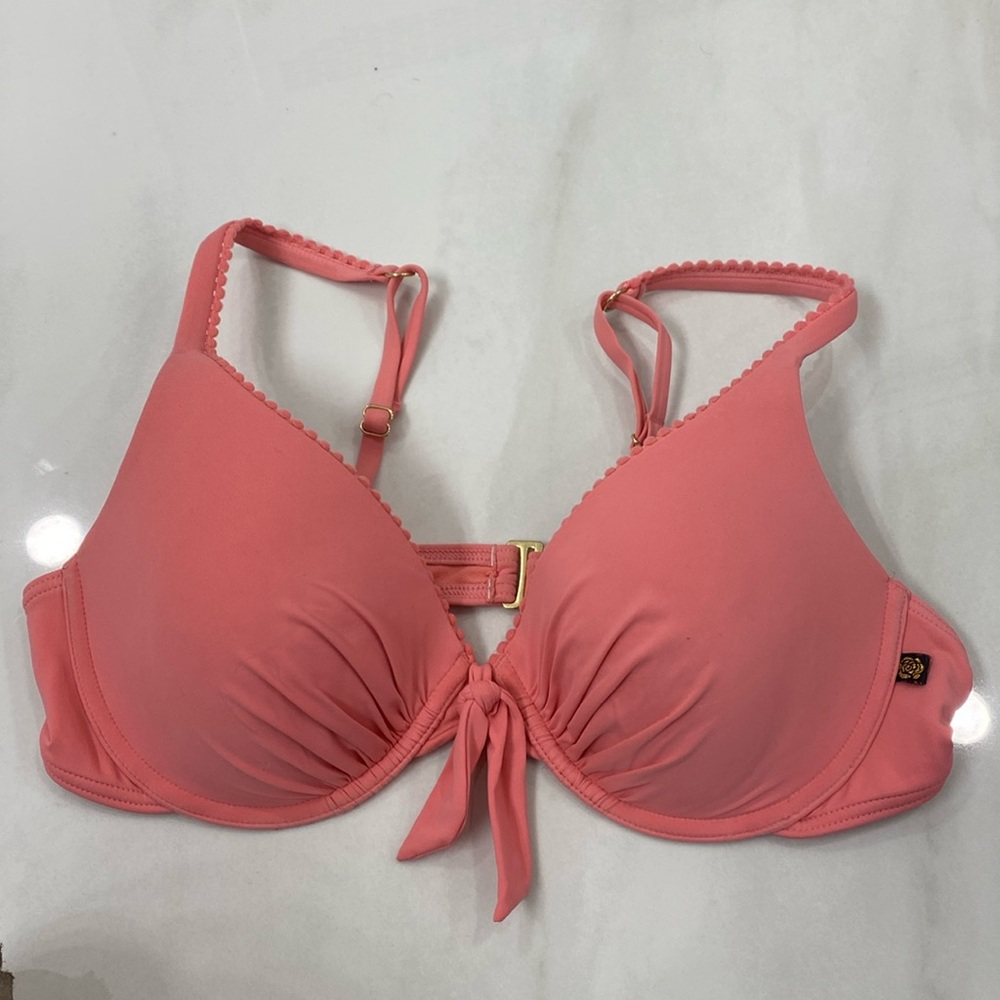 La Vie En Rose Aqua - Pink/Salmon Bikini Top - Medium